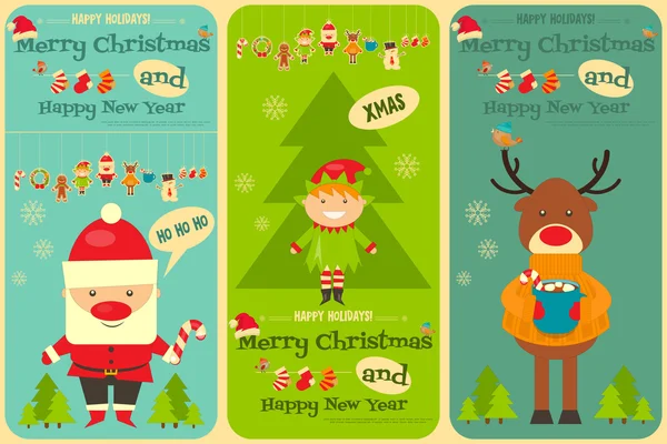 Conjunto de tarjetas de Navidad lindo — Archivo Imágenes Vectoriales