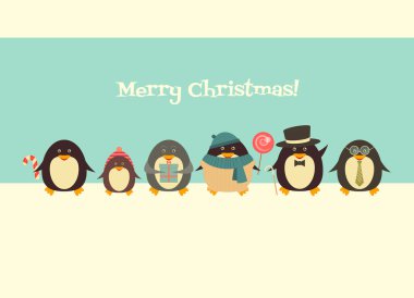 Penguenler ile neşeli Noel selamlar