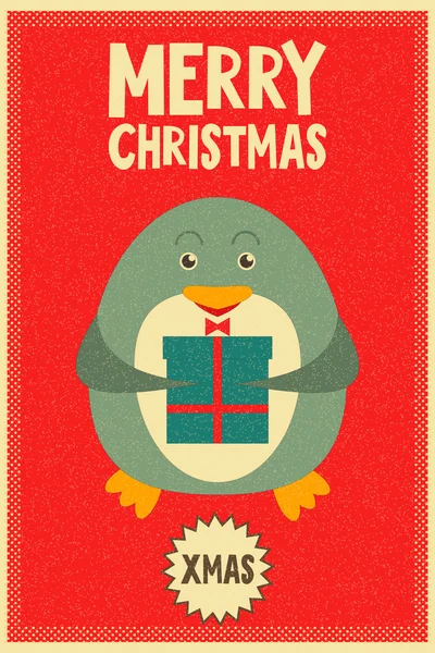 Joyeux Noël salutations avec pingouin — Image vectorielle