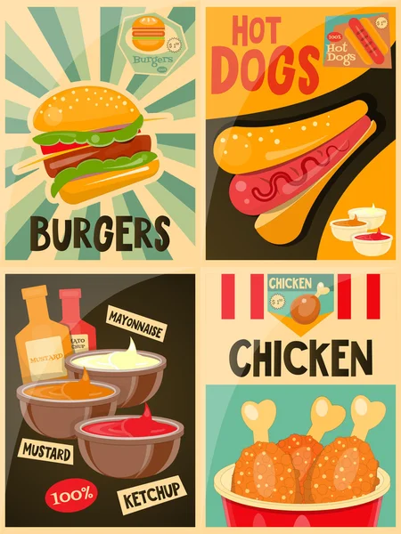 Coleta de cartazes alimentares — Vetor de Stock
