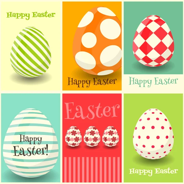 Happy Easter Greeting Card Set — Stock Vector