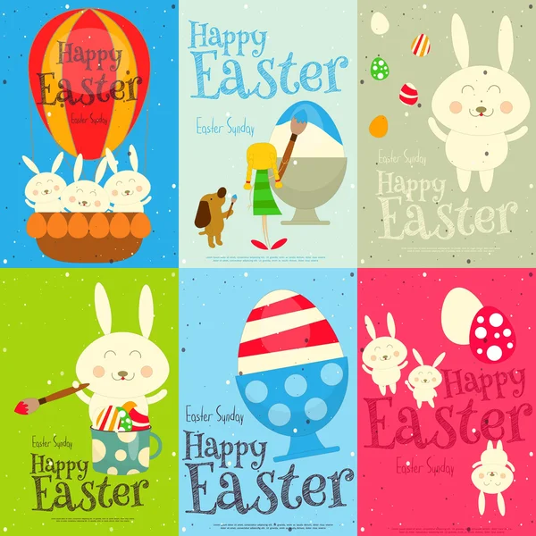 Set di carte di Pasqua — Vettoriale Stock