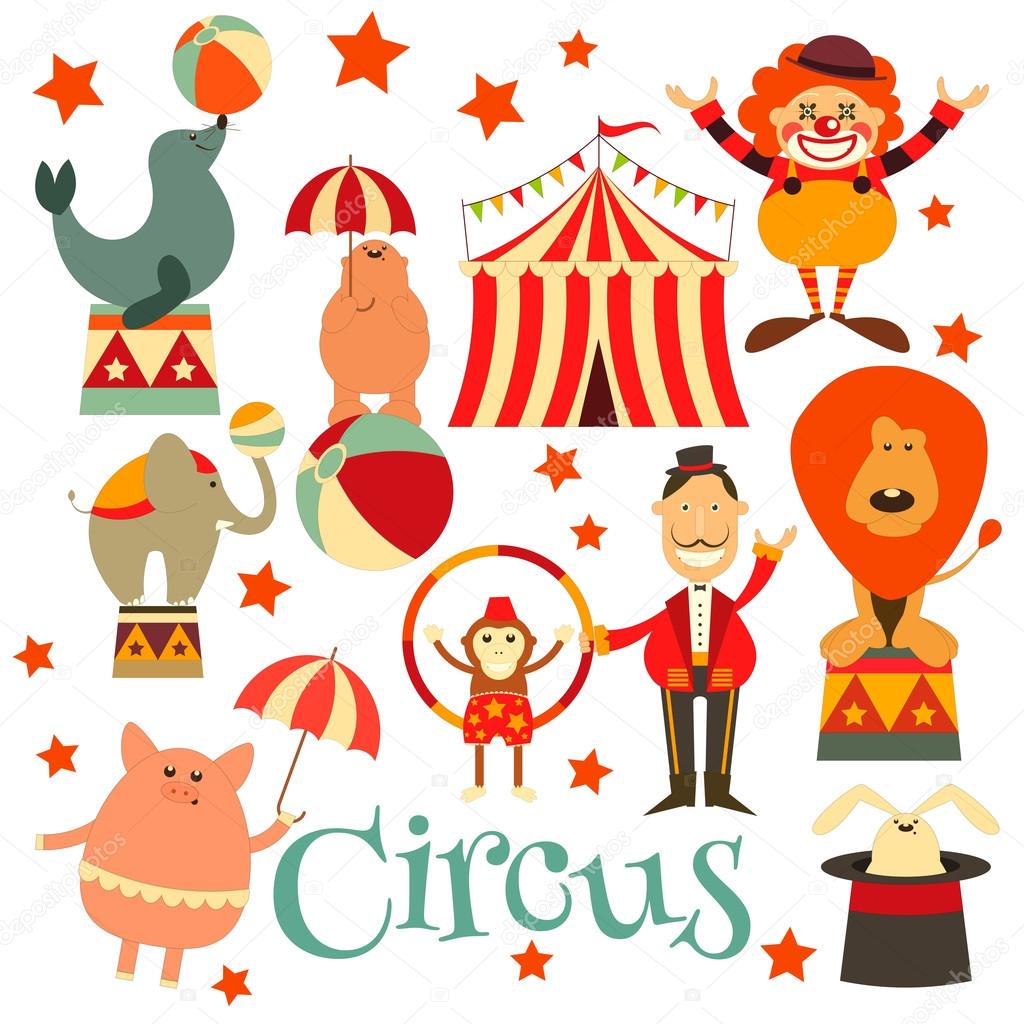 Circus Entertainment Symbols Icons Set