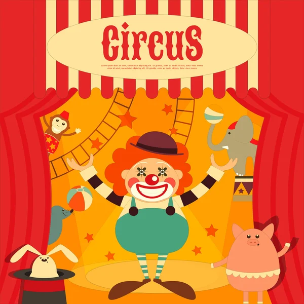 Circus Entertainment Poster Retro — Stock Vector