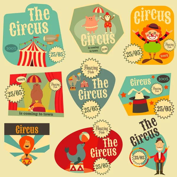 Set etichette circo — Vettoriale Stock