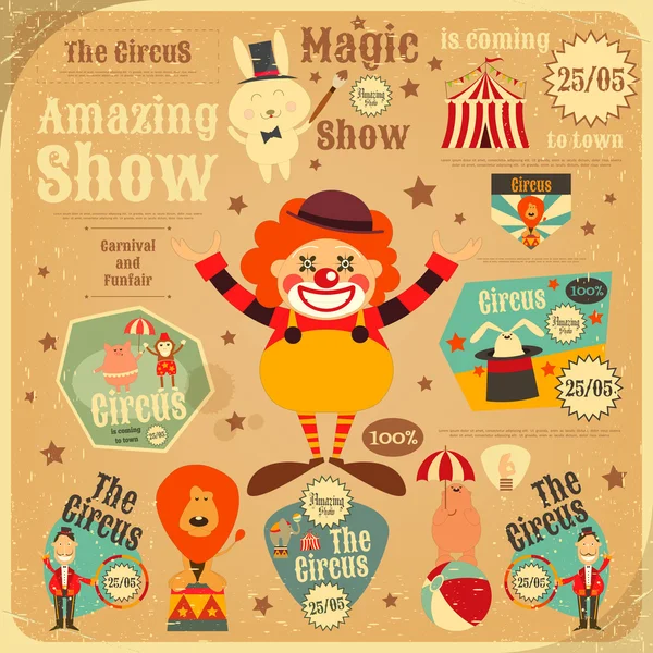 Circus szórakoztató poszter Vintage stílusban — Stock Vector