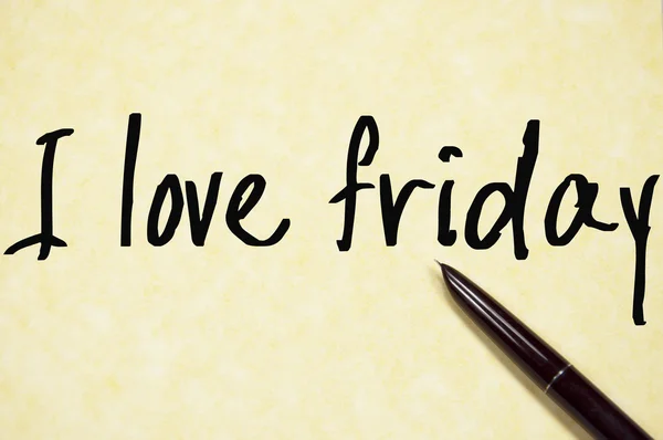 I love friday text write on paper — Stock Photo, Image