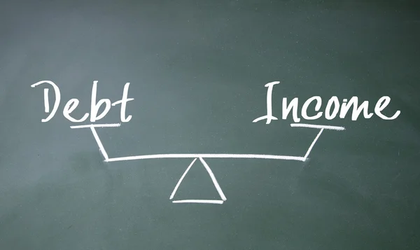 Segno di saldo del reddito e del debito — Foto Stock