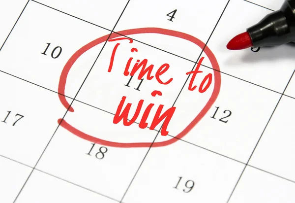 Time to win text write on calendar — Stock Photo, Image