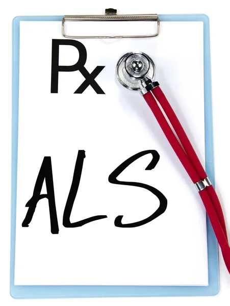 Знак ALS пишут по рецепту — стоковое фото