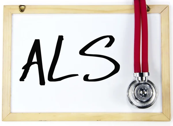 ALS sign write on  blackboard — Stock Photo, Image