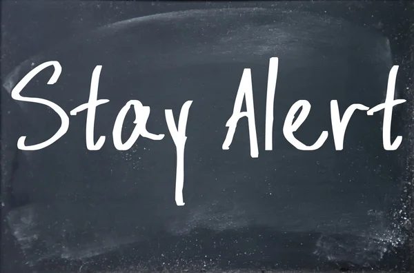 Stay alert text write on blackboard — Stock Photo, Image