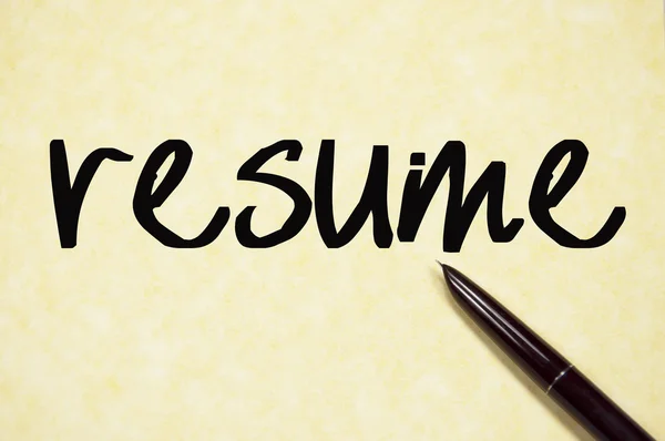 Resume word write on paper — Stock Photo, Image