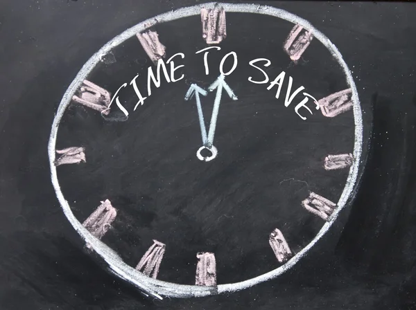 Time to save sign on blackboard — Stock Photo, Image