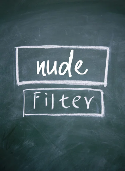 Filter nude contents search interface on blackboard — Stock Photo, Image