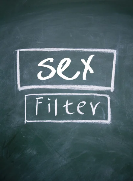 Filter sex contents search interface on blackboard — Stock Photo, Image