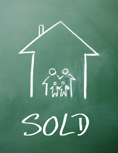 House sold sign on blackboard — Stock Photo, Image