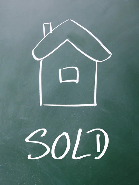 House sold sign on blackboard — Stock Photo, Image