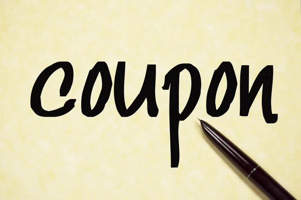 Coupon woord schrijven op papier — Stockfoto