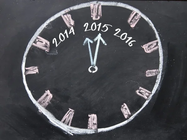 2015 sinal do relógio no quadro negro — Fotografia de Stock