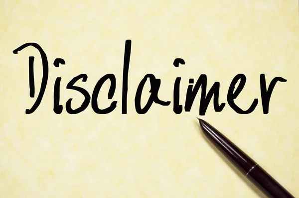 Disclaimer testo scrivere su carta — Foto Stock