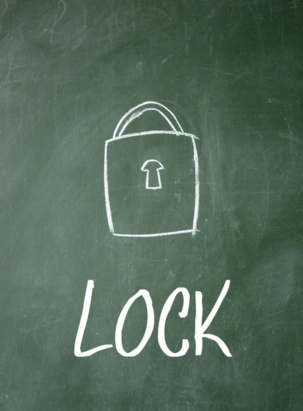 Lock sign on blackboard — Stock Photo, Image