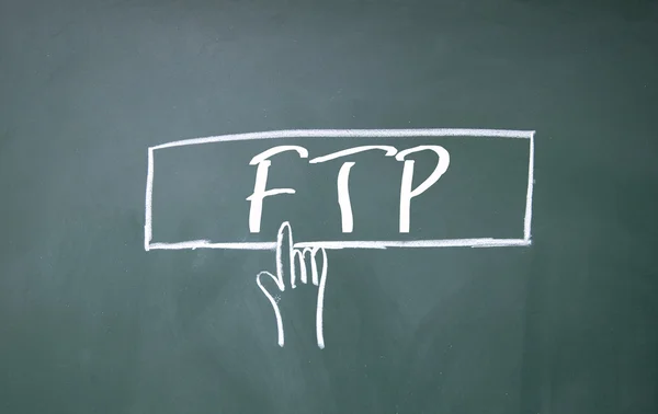 Finger click ftp symbol on blackboard — Stock Photo, Image
