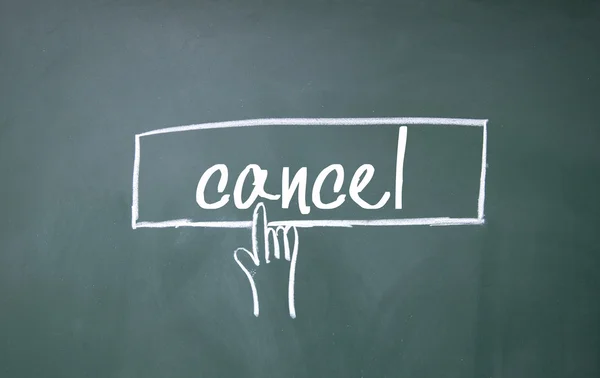 Finger click cancel symbol on blackboard — Stock Photo, Image