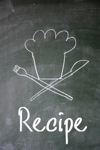 Recept teken op blackboard — Stockfoto