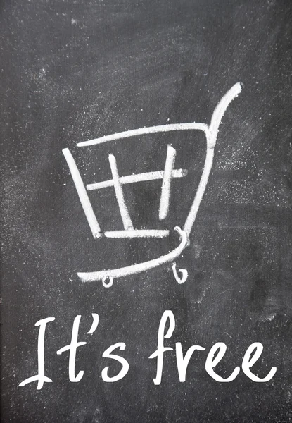 It is free text and shopping cart sign on blackboard — Stock Photo, Image