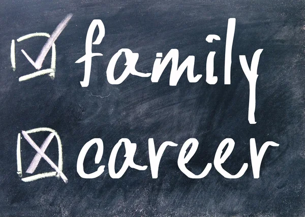 Family or career choice on blackboard — Stock Photo, Image