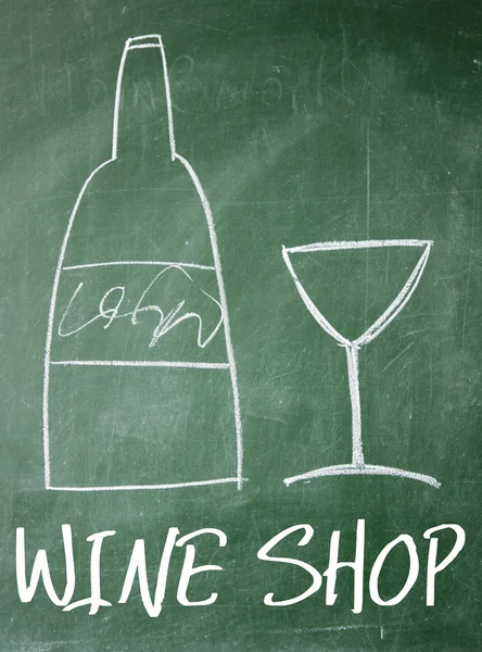 Wine shop sign on blackboard — Stock Photo, Image