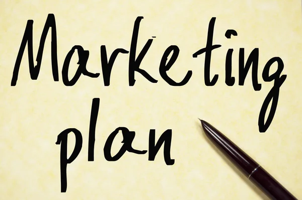 Texto del plan de marketing escrito en papel —  Fotos de Stock