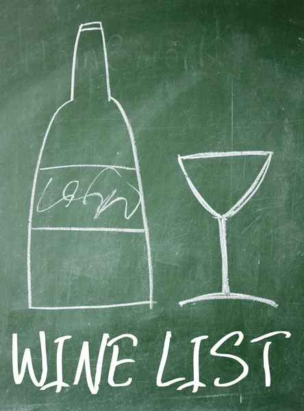 Wine list sign on blackboard — Stock Photo, Image