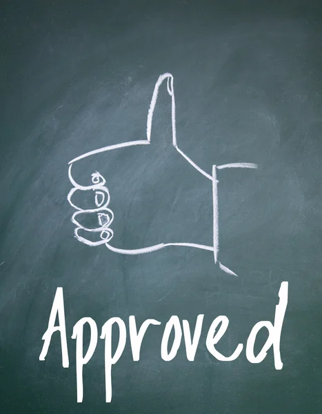 Approved sign on blackboard — Stock Photo, Image