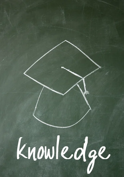 Knowledge word and Dr. cap sign on blackboard — Stock Photo, Image