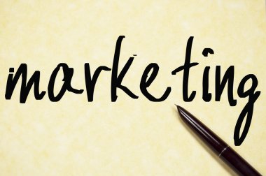 Pazarlama kelime yazma kağıt üzerinde 