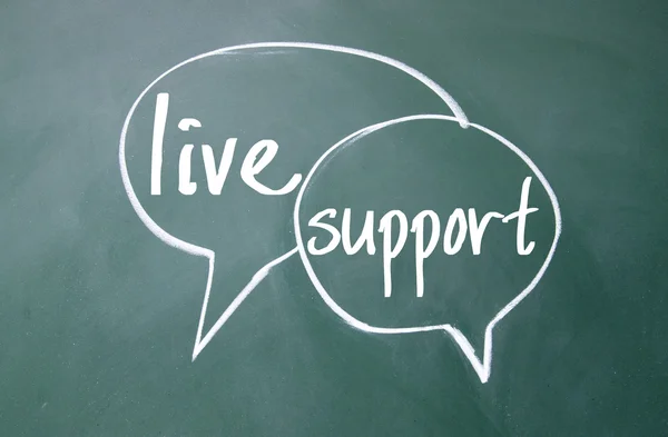 Live support chat symbol on blackboard — Stock Photo, Image