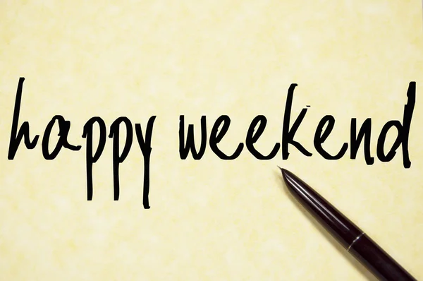 Happy weekend text write on paper — Stok Foto