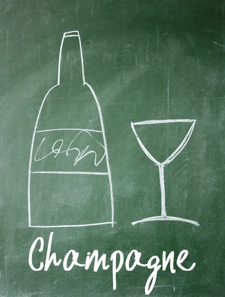 Champagne sign on blackboard — Stock Photo, Image