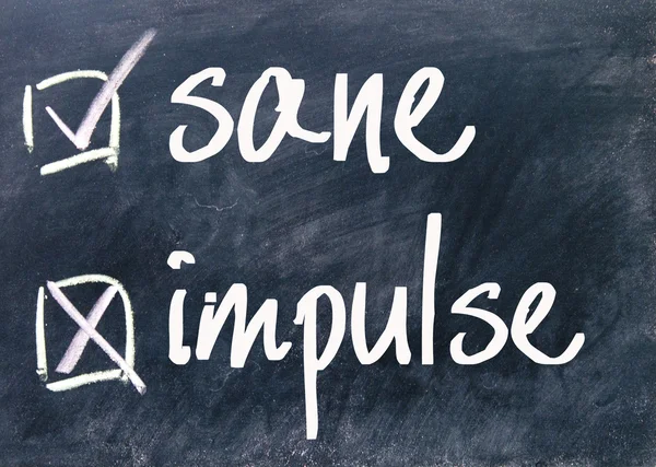 Sane and impulse choice sign on blackboard — Stock Photo, Image