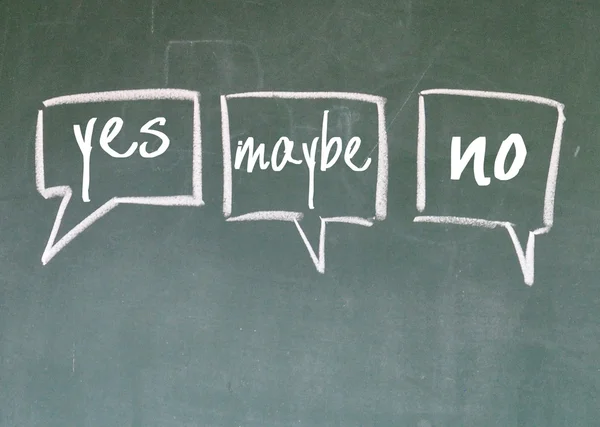 Yes maybe and no chat sign on blackboard — Stock Photo, Image