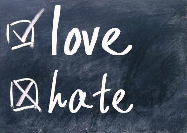 Love and hate choice on blackboard — Stock Photo, Image