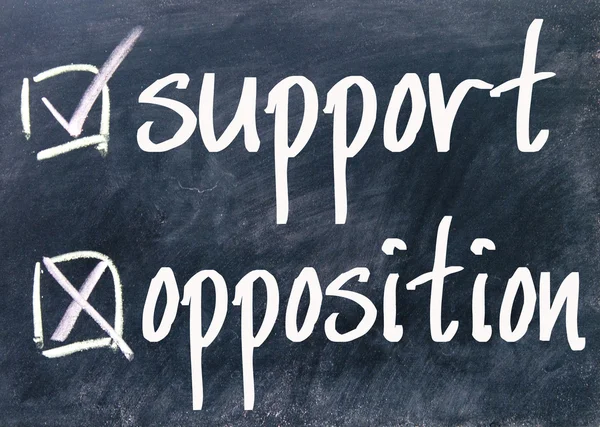 Support and opposition choice on blackboard — Stock Photo, Image