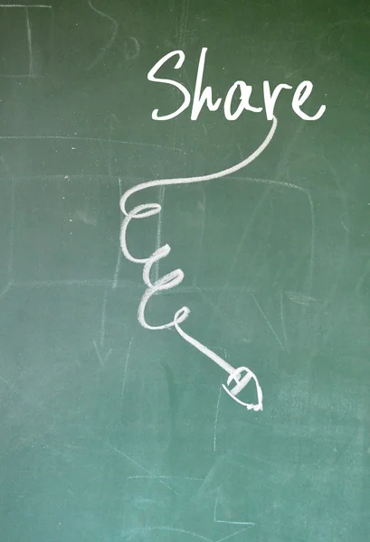 Share sign on blackboard — Stock Photo, Image