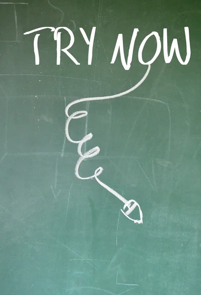 Try now sign on blackboard — Stock Photo, Image