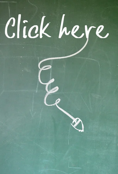 Click here sign on blackboard — Stock Photo, Image