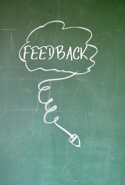 Sinal de feedback on-line nuvem no quadro negro — Fotografia de Stock
