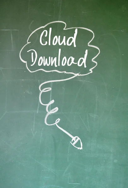 Sinal de download nuvem no quadro negro — Fotografia de Stock