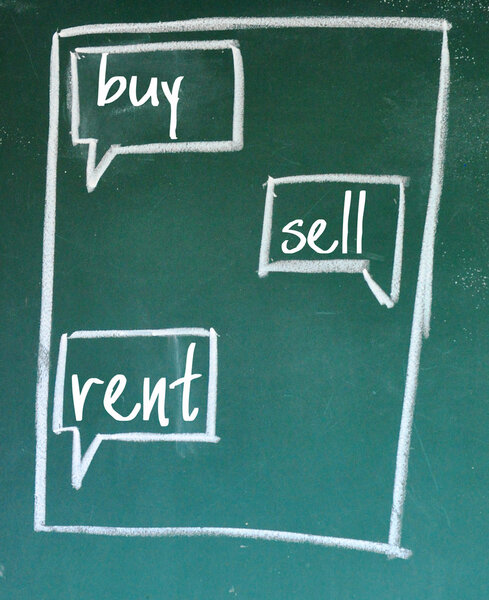 buy sell and rent choice sign on blackboard 